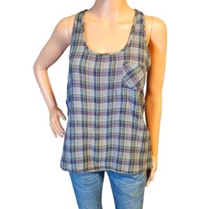 Wm VTG Plaid Tank 100% Cotton Lagenlook Artsy FairyGrunge Countryside Chic